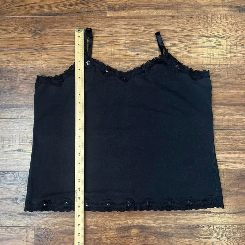 Black Lace Cami Top Women 2X Y2K Sequins Soft Grunge Coquette Fairy Whimsigoth - Picture 2 of 5